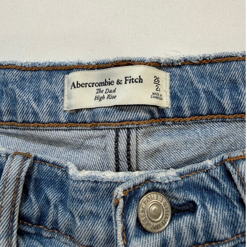 Abercrombie & Fitch The Dad High Rise Jeans Womens 26 Distressed Button Fly - Picture 5 of 13